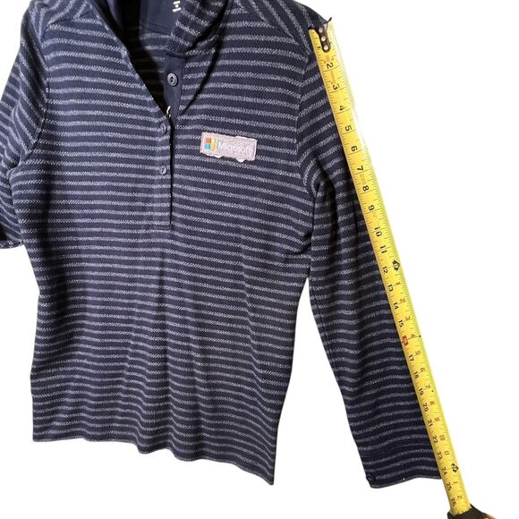 Microsoft Hoodie Womens Medium Pullover Vantage Button Lightweight Stripe - Picture 9 of 11